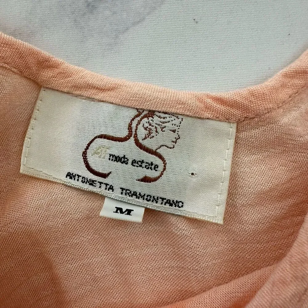 AT Moda Estate Womens Vintage 90s Slip Maxi Dress Size M Peach Orange Floral - Picture 5 of 10